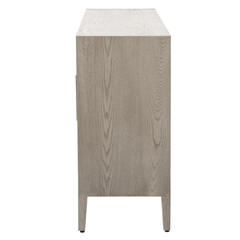 Wooden Storage Cabinet with 3 Glass Doors and Adjustable Shelves