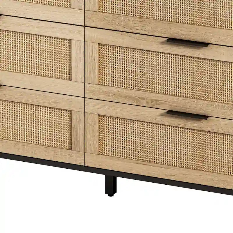 Rattan Drawer Storage Cabinet for Bedroom and Living Room