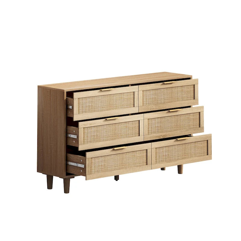 Rattan Drawer Storage Cabinet for Bedroom and Living Room