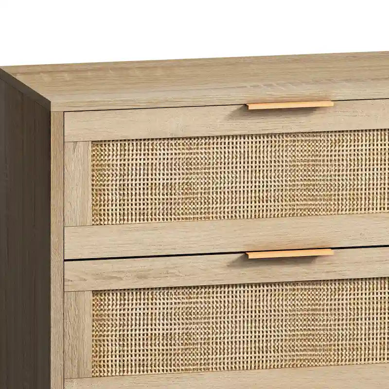 Rattan Drawer Storage Cabinet for Bedroom and Living Room