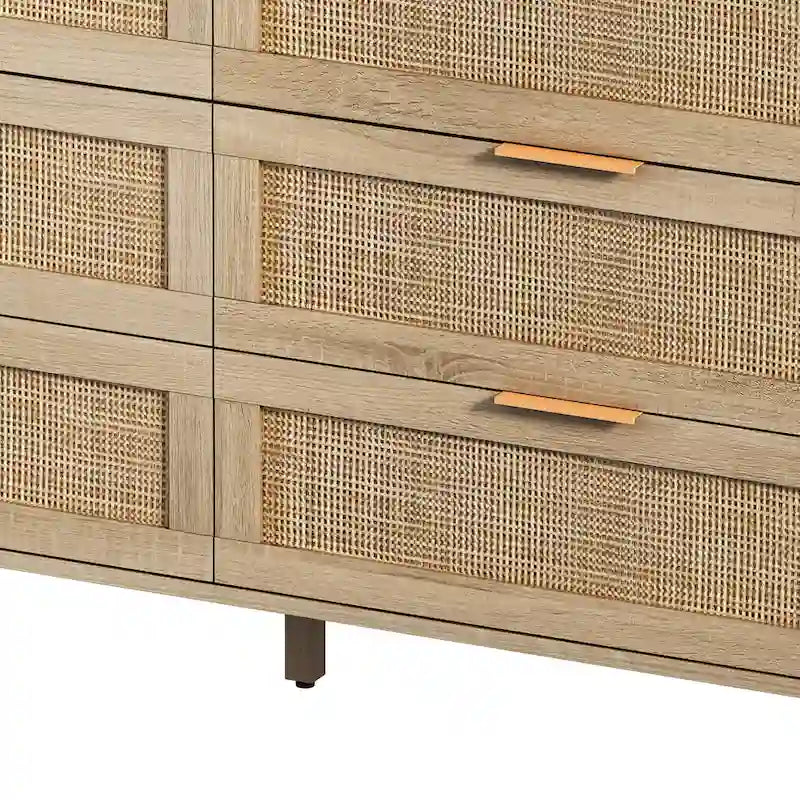 Rattan Drawer Storage Cabinet for Bedroom and Living Room