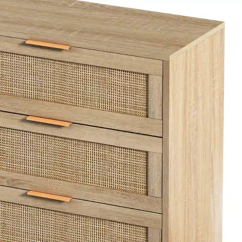 Rattan Drawer Storage Cabinet for Bedroom and Living Room