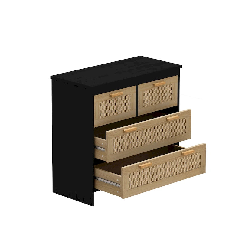 Rattan Drawer Storage Cabinet for Bedroom and Living Room