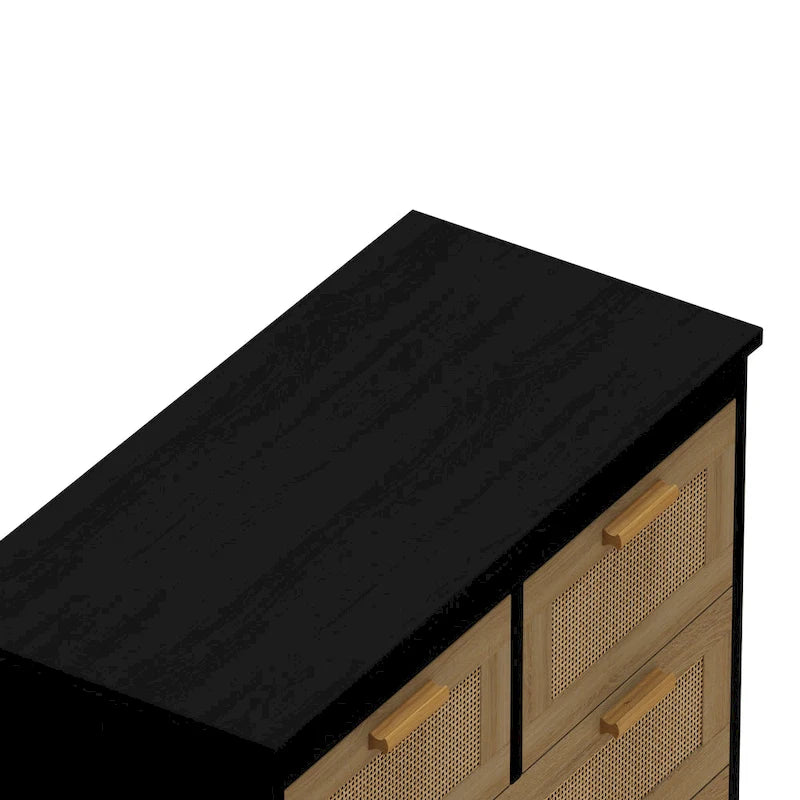 Rattan Drawer Storage Cabinet for Bedroom and Living Room
