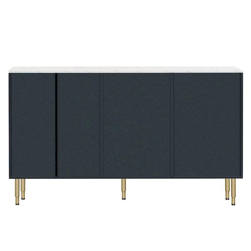 Navy Blue Sideboard with Glass Doors and 3 Drawers
