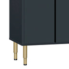 Marineblauw dressoir met glazen deuren en 3 laden