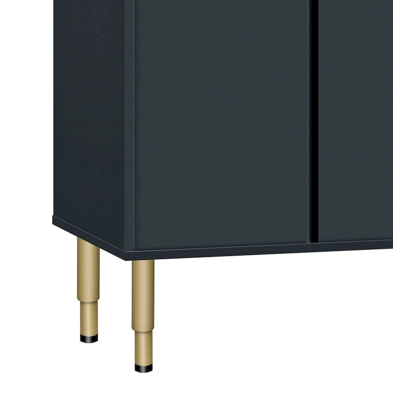 Navy Blue Sideboard with Glass Doors and 3 Drawers