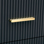 Marineblauw dressoir met glazen deuren en 3 laden