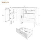 Marineblauw dressoir met glazen deuren en 3 laden