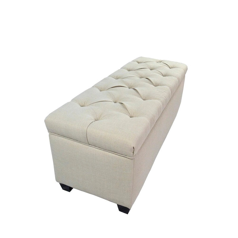 Diamond Tufted Linen and Shoe Storage Bench