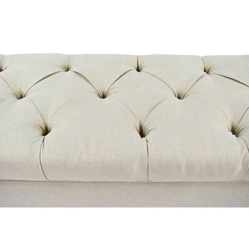 Diamond Tufted Linen and Shoe Storage Bench