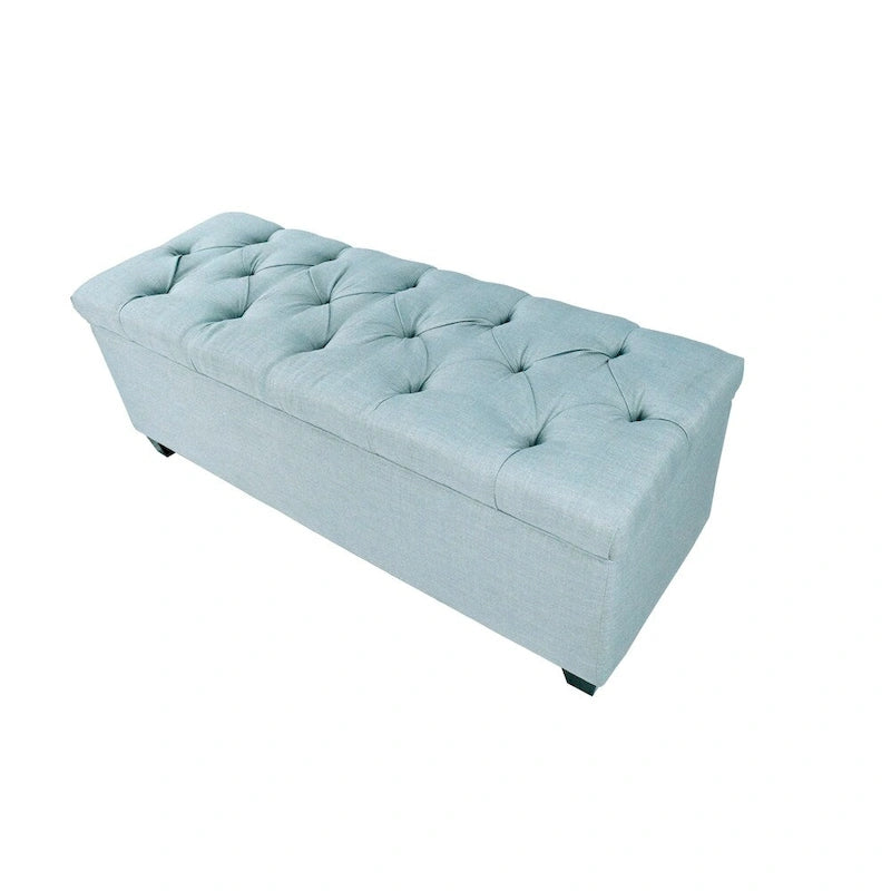 Diamond Tufted Linen and Shoe Storage Bench