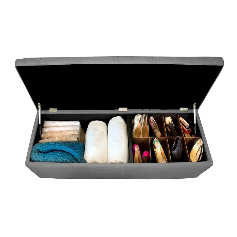 Diamond Tufted Linen and Shoe Storage Bench