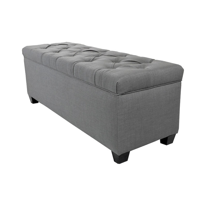 Diamond Tufted Linen and Shoe Storage Bench