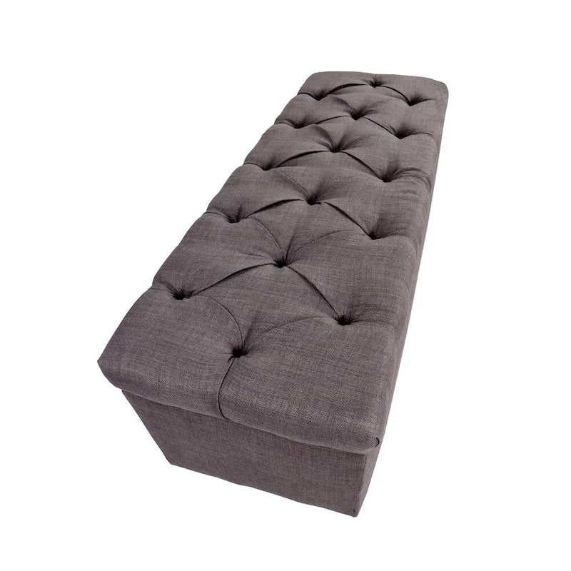 Diamond Tufted Linen and Shoe Storage Bench