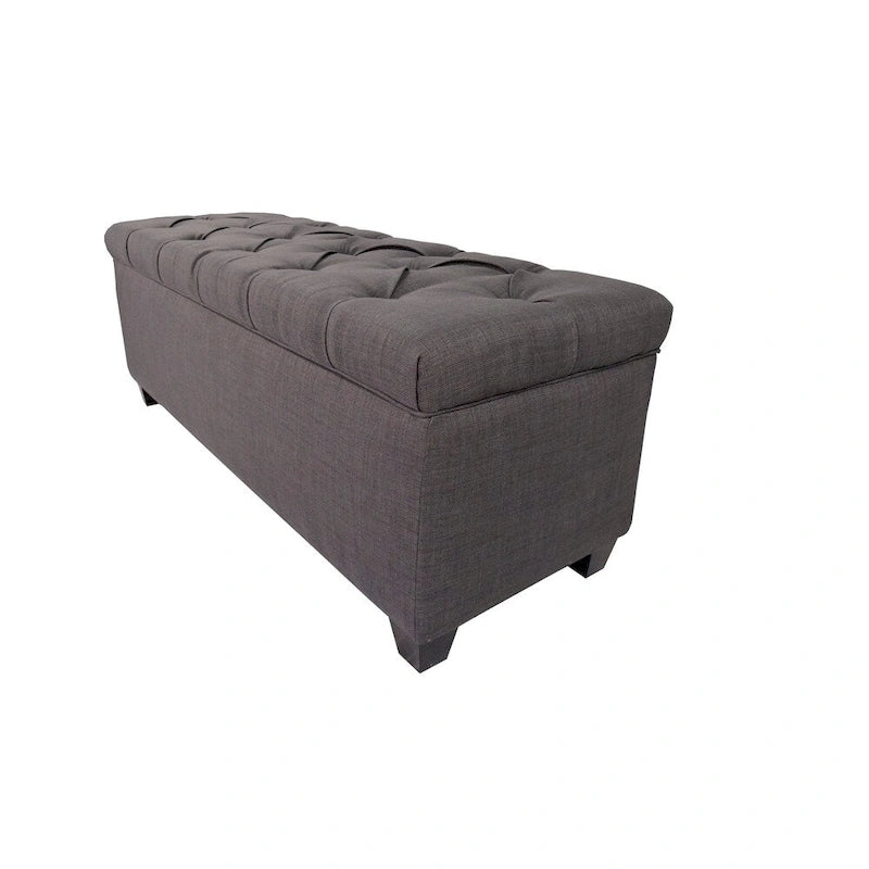 Diamond Tufted Linen and Shoe Storage Bench