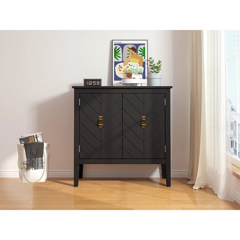 Black 2-Door Storage Cabinet with Adjustable Shelves