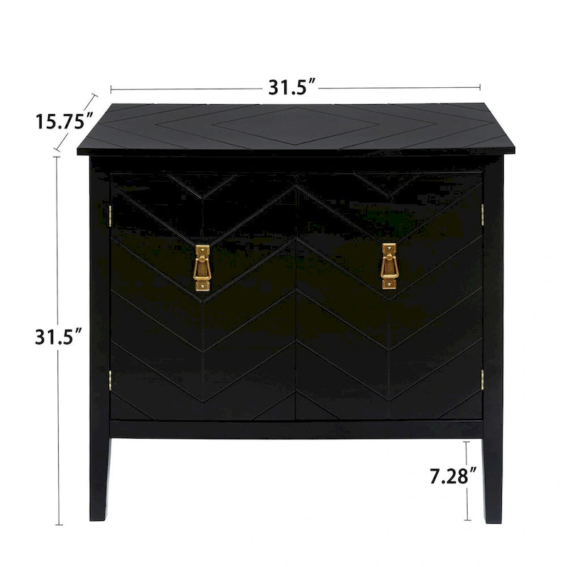 Black 2-Door Storage Cabinet with Adjustable Shelves