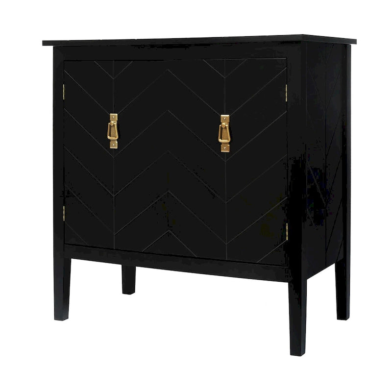 Black 2-Door Storage Cabinet with Adjustable Shelves