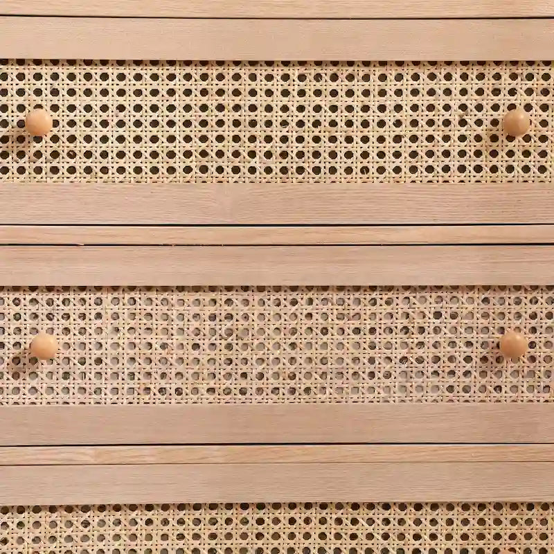 Natural Rattan Storage Cabinet with 3 Drawers