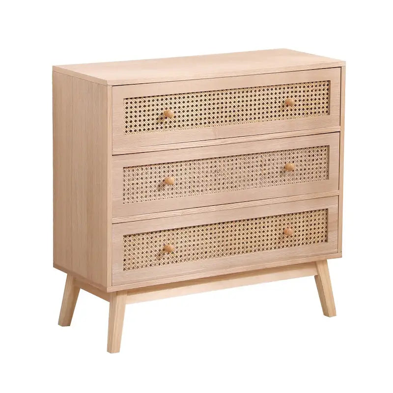 Natural Rattan Storage Cabinet with 3 Drawers