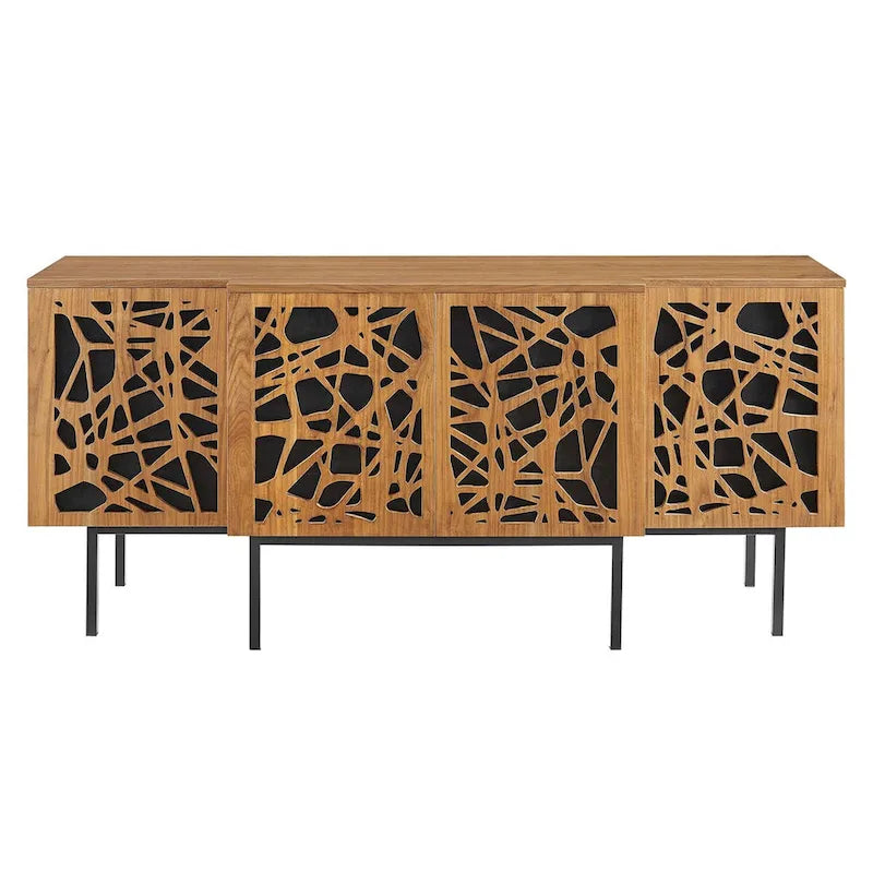 Walnut Veneer Sideboard with Adjustable Shelves