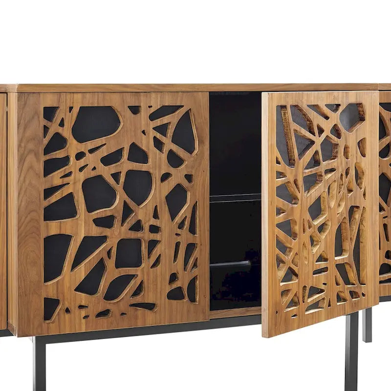 Walnut Veneer Sideboard with Adjustable Shelves