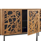 Walnut Veneer Sideboard with Adjustable Shelves