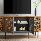 Walnut Veneer Sideboard with Adjustable Shelves
