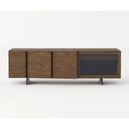 Modern Walnut Veneer & Grey Glass Buffet
