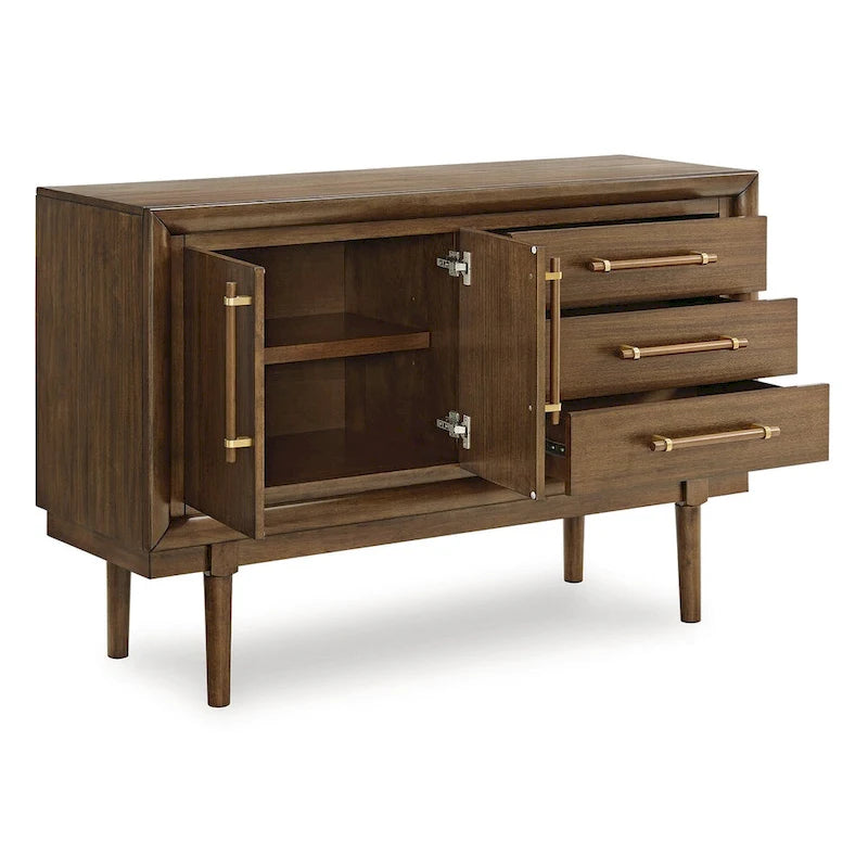 Brown Mid-Century Dining Server - 56.13 W x 18 D x 36.25 H