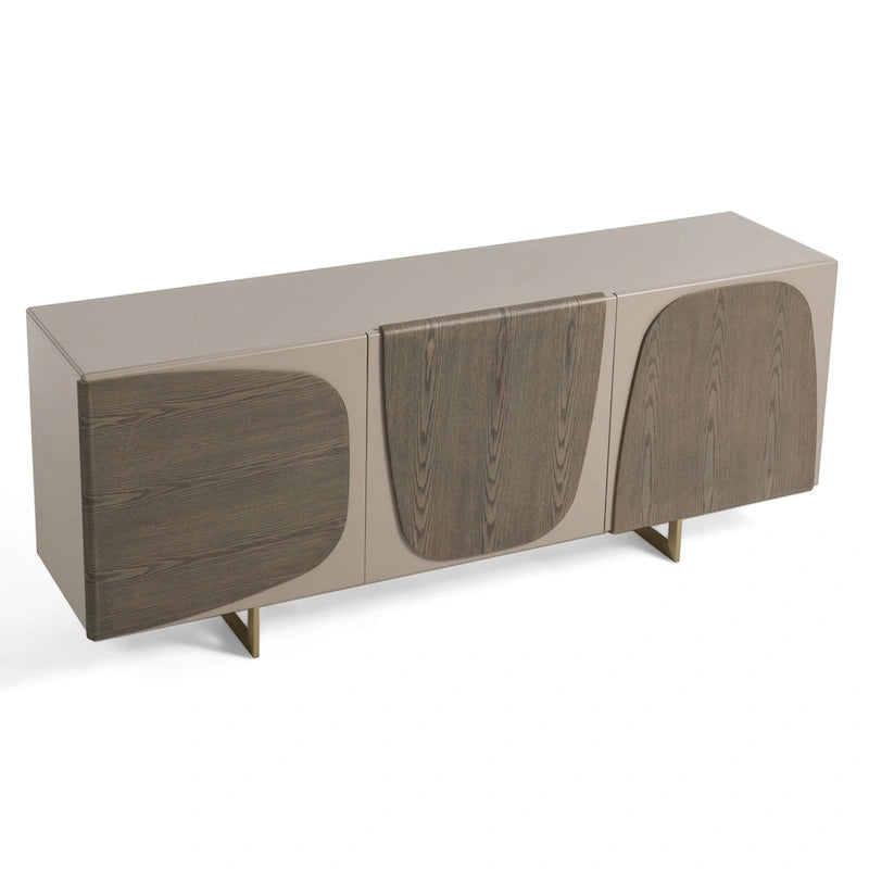 Modern Grey Wood Buffet with Gold Legs