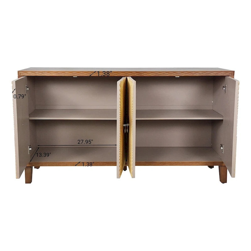 Vintage 4-Door Buffet Sideboard with Adjustable Shelves