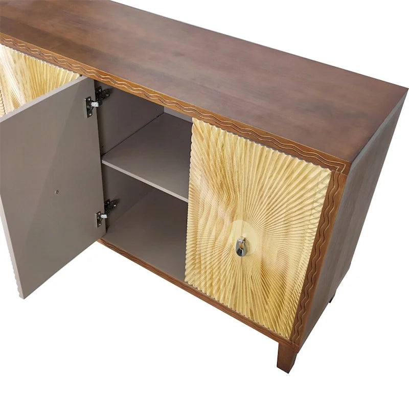 Vintage 4-Door Buffet Sideboard with Adjustable Shelves