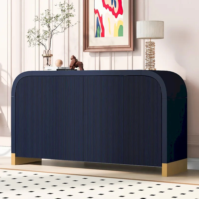 Four-Door Sideboard with Curved Corners and Adjustable Shelves