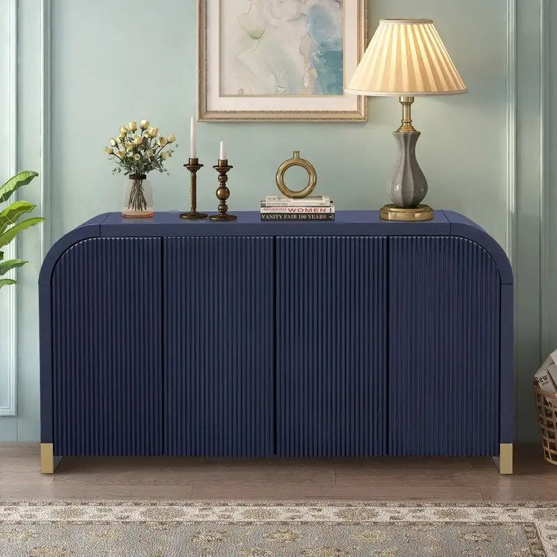 Four-Door Sideboard with Curved Corners and Adjustable Shelves