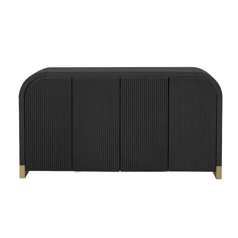 Four-Door Sideboard with Curved Corners and Adjustable Shelves