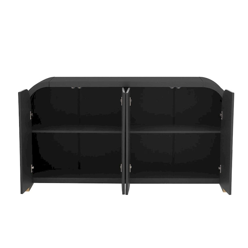 Four-Door Sideboard with Curved Corners and Adjustable Shelves