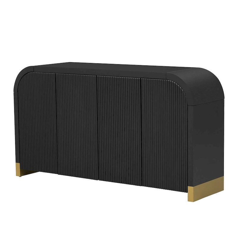 Four-Door Sideboard with Curved Corners and Adjustable Shelves