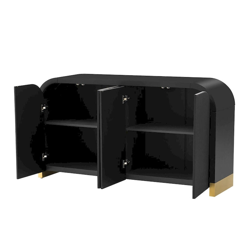 Four-Door Sideboard with Curved Corners and Adjustable Shelves
