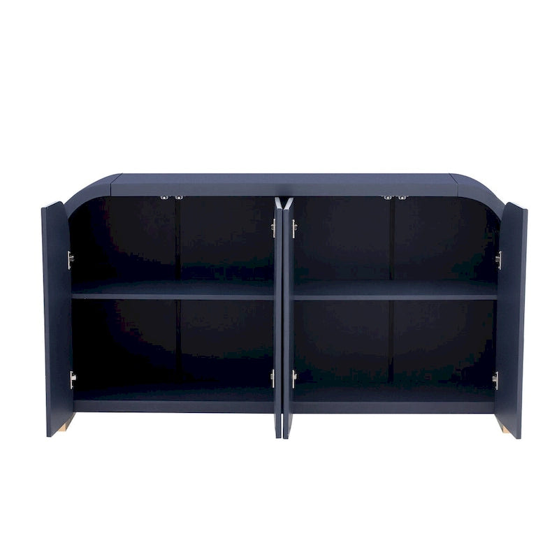 Four-Door Sideboard with Curved Corners and Adjustable Shelves