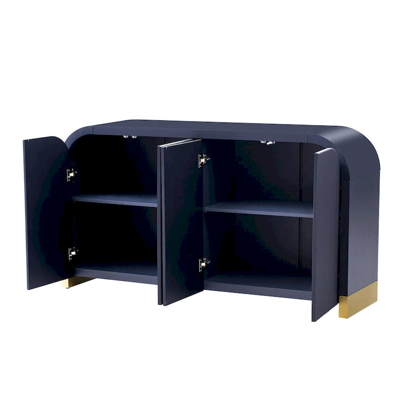 Four-Door Sideboard with Curved Corners and Adjustable Shelves