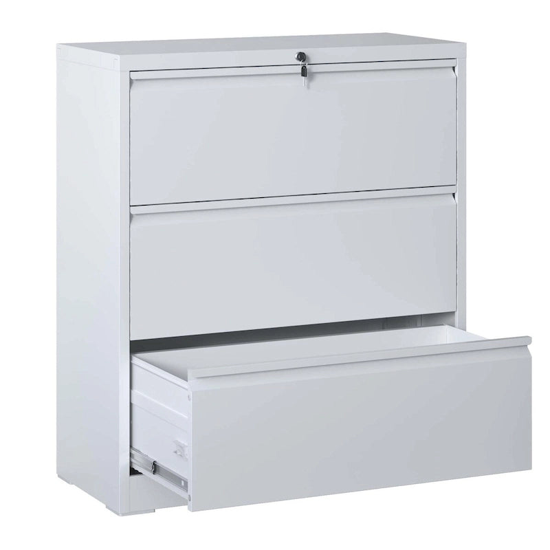 3-Drawer Steel Lateral File Cabinet with Lock