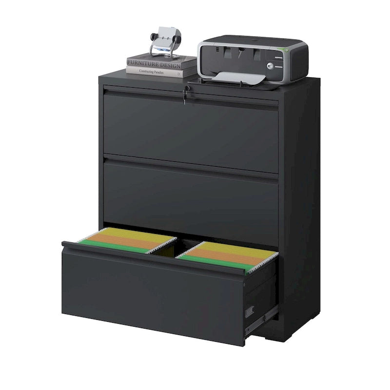 3-Drawer Steel Lateral File Cabinet with Lock
