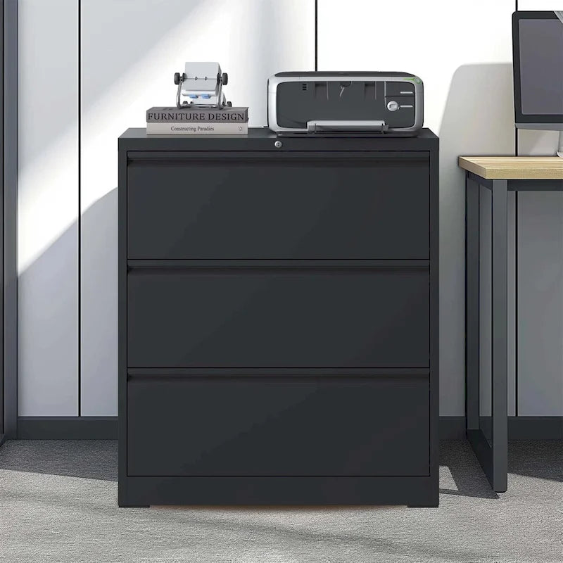3-Drawer Steel Lateral File Cabinet with Lock