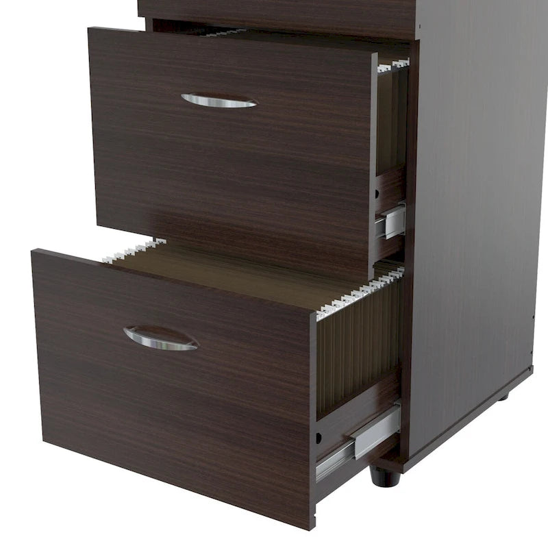 HomeRoots 52 Espresso Melamine and Engineered Wood File Cabinet with 4 Drawers