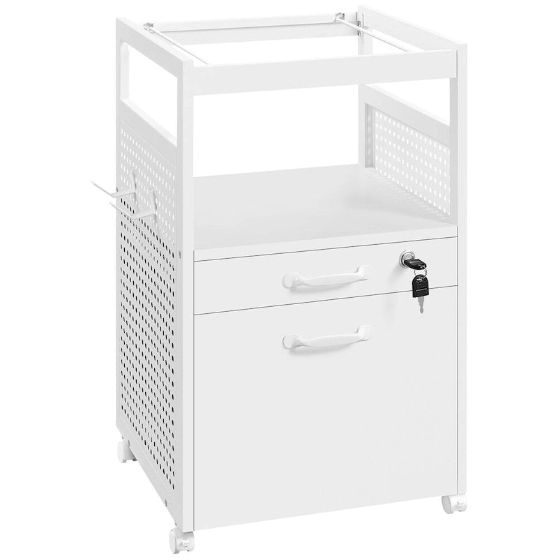 Rolling File Cabinet with Open Shelf and Lockable Drawer
