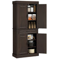 Tall Kitchen Pantry Cabinet with 4 Doors and Wide Drawer