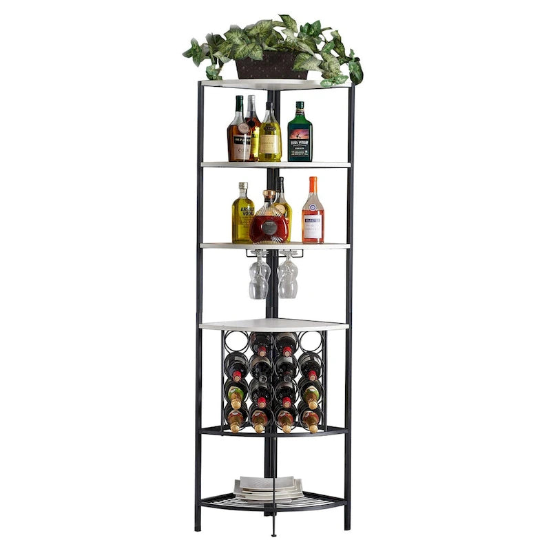 Corner Wine Rack with 4 Shelves and 16-Bottle Storage