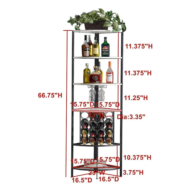 Corner Wine Rack with 4 Shelves and 16-Bottle Storage